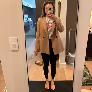 Maje double breasted tan blazer